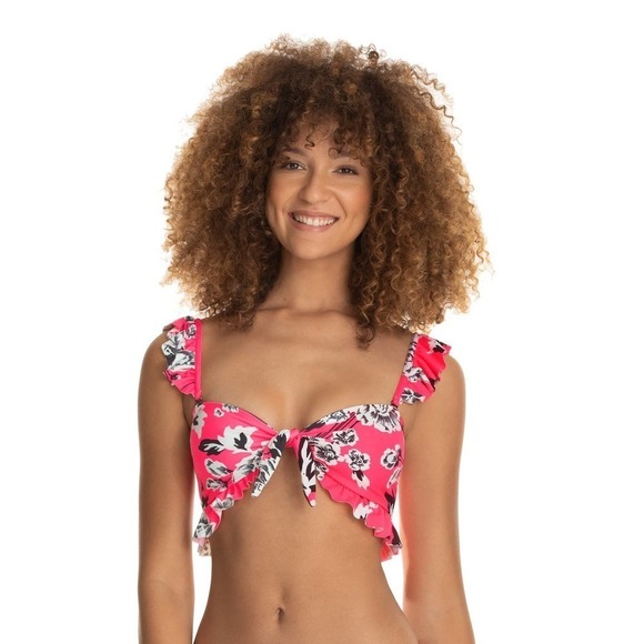 Maaji Festival Juggler Bikini Top Pink Floral Multi Wear Women's Size S NWOT - Picture 1 of 13